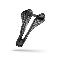 Approved Cycling Berk Ploh full carbon road saddle, ergonomic design for aggressive postures, front view