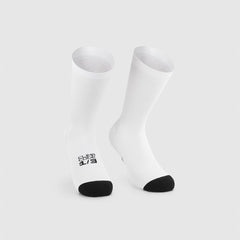 Close-up of lightweight, breathable yarns on Approved Cycling Summer Bike Socks Assos Endurance S11 white, highlighting vent…