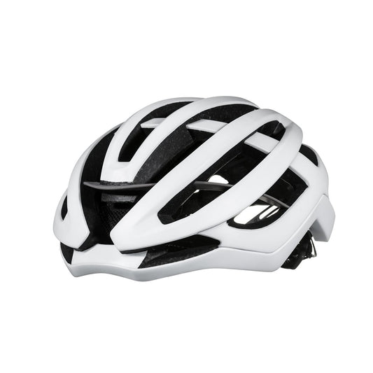 APPROVED CYCLING airBENDER white helmet on display, showcasing ultra-ventilated design from front angle