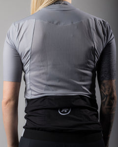 APPROVED CYCLING SUMMER CYCLING JERSEY ITALY LTD. W - Grey: close-up, main fabric, breathability, temperature regulation, in…