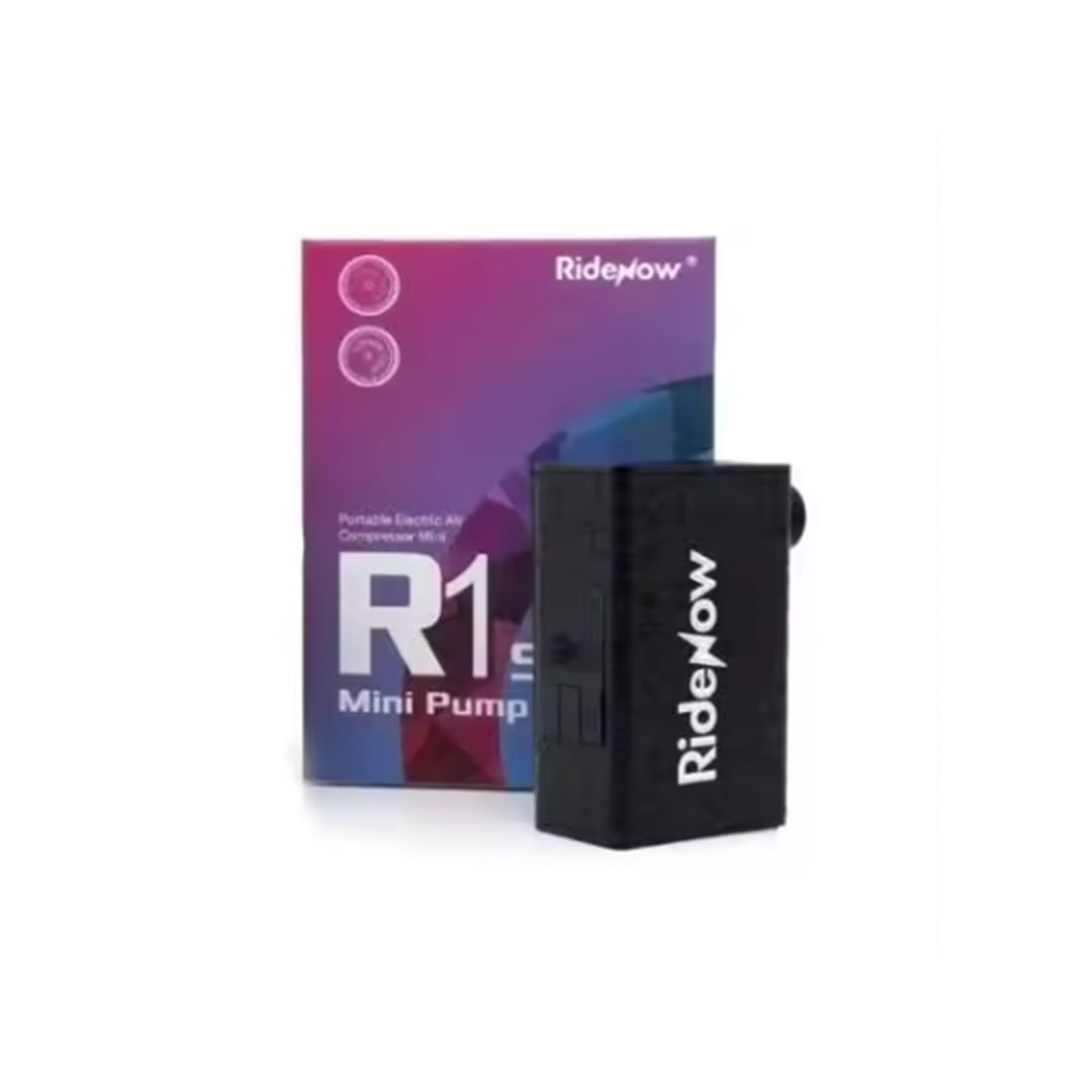 Approved Cycling MINI PUMP R1S, compact and lightweight at 135g, showing integrated LED screen display