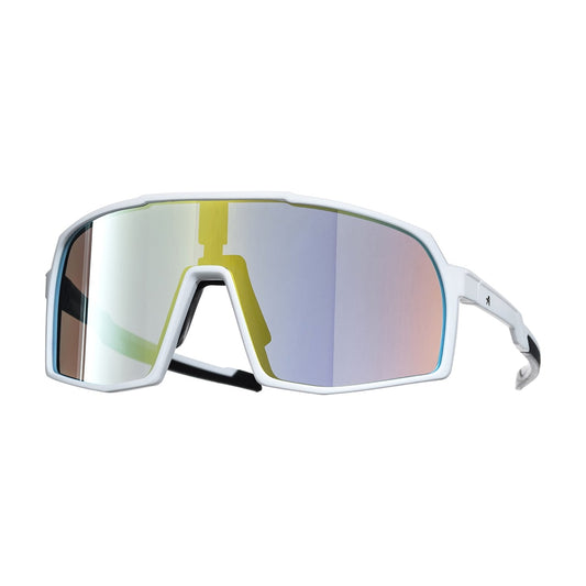 Approved Cycling VISION sunglasses in white/gold, lightweight aerodynamic frame shot from a rear angle.