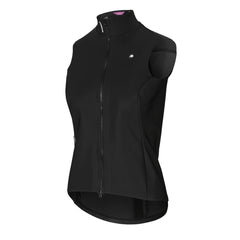 Assos DYORA RS Women's Spring/Fall Gilet worn by a rider for core protection in variable conditions.