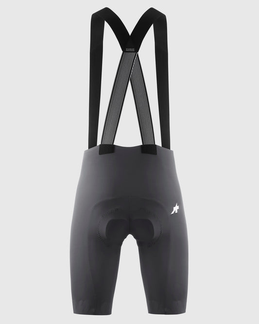 Assos Equipe R Bib Shorts S11 Robust Grey - back view showing X-Frame suspension