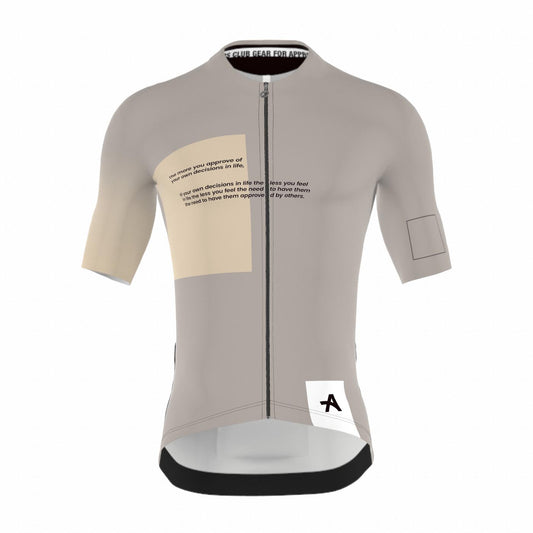 Approved Cycling Mindset Jersey unisex, aerodynamic excellence, front view on rider in aggressive race position