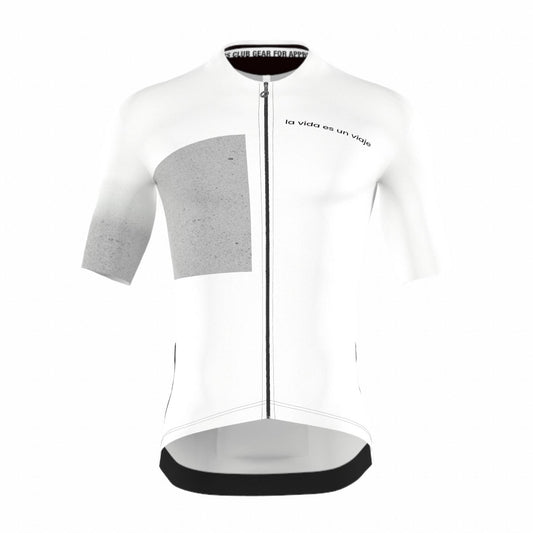 Approved Cycling SUMMER CYCLING JERSEY SPAIN LTD. W, front view. White, aerodynamic, sweat-wicking comfort.