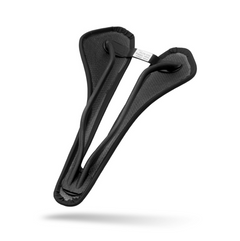 Berk Lupina Bike Saddle, underside view, showing carbon rail integration and meticulous construction. APPROVED CYCLING.