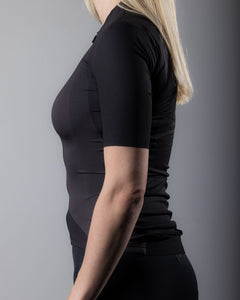 Approved Cycling Women's Fundamental LTD. jersey, side profile, comfort-oriented design.