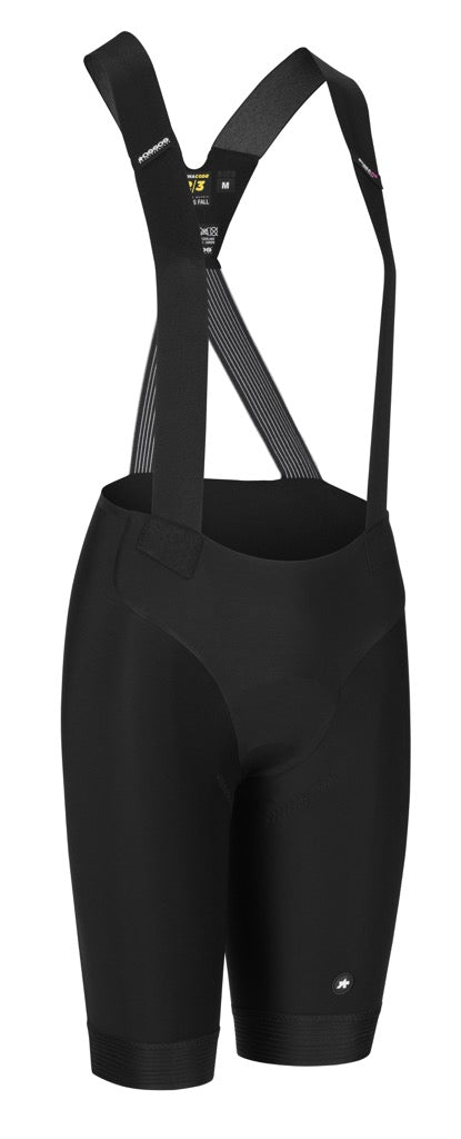 Approved Cycling Assos DYORA RS S9 women's bib shorts: side view, ergonomic fit for racing, long training rides.